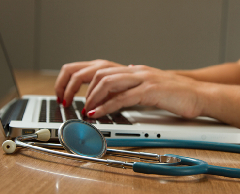 laptop, stethescope